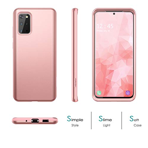 Suritch Phone Case For Samsung Galaxy S20 Plus 6.7Inches, Front Cover With Built-In Screen Protector Full-Body Protection Shockproof Tpu Bumper Protective S20+ Case Slim Fit, Matte Rose Gold #TOP1