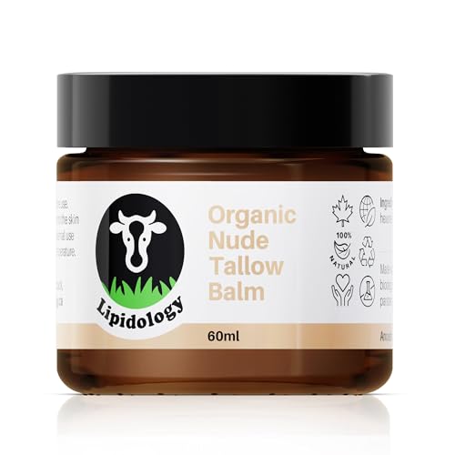 Lipidology Skincare Organic Nude Tallow Balm, Unscented, 60 ml
