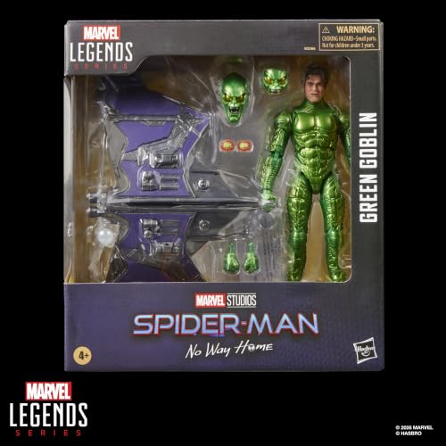 Image of Marvel Legends Series Green Goblin, Spider-Man: No Way Home Deluxe 6 Inch Action Figure Set with Original Goblin Armor and Glider