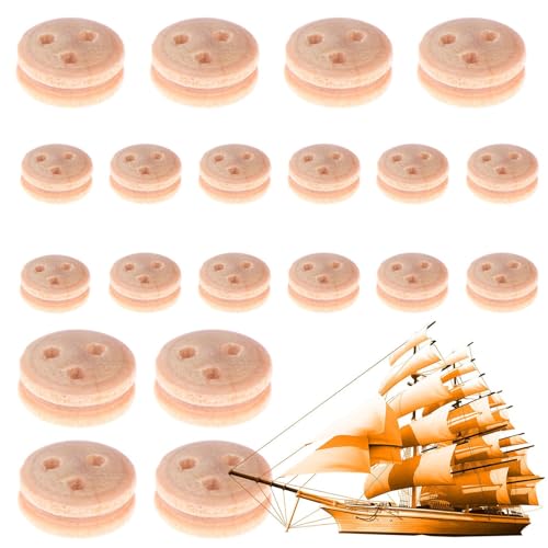 Kit De Poleas Para Maquetas De Barcos De Madera | 20 Piezas De Modelos Clásicos | Ruedas De Madera Reutilizables, Accesorios De Madera Para Maquetas De Veleros Antiguos | Materiales Para La Construcci