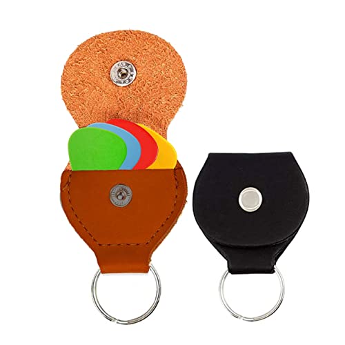 Performore Guitar Pick Keychain Holder, 2 Pcs Multicolor Leather Guitar Pick Holders With Metal Snap Closure, Store And Organize Music Accessories For Musicians #TOP26