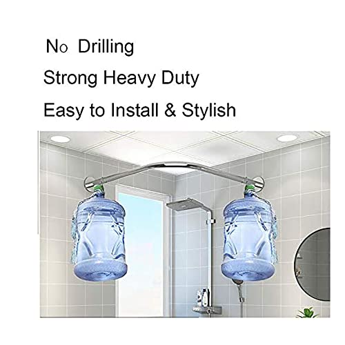 Stretchable 304 Stainless L Shaped Bathroom Bathtub Corner Shower Curtain Rod Rack Drill Free Install, Bathroom, Clothing Store, Private Space Wall(28.55"-39.37"X 43.3"-66.92") #TOP1