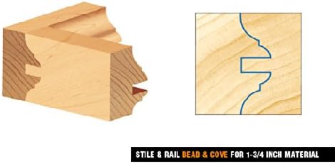 Amana Tool - SC590 2Piece Carbide Tipped 3-Wing Stile & Rail Bead & Cove Exterior Door 2-