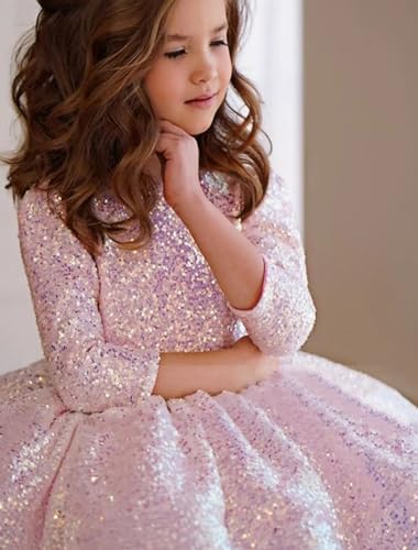 Mordarli Flower Girl Dress Sparkly Sequin Pageant Dress for Girls Tutu Ball Gown Christmas Birthday Party Dresses3