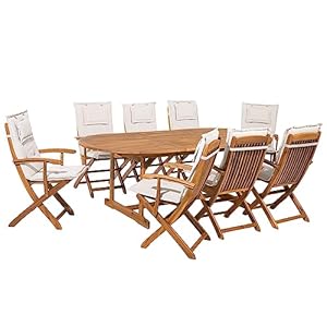 Gartenset Maui Akazienholz 8 Personen Cremeweiß