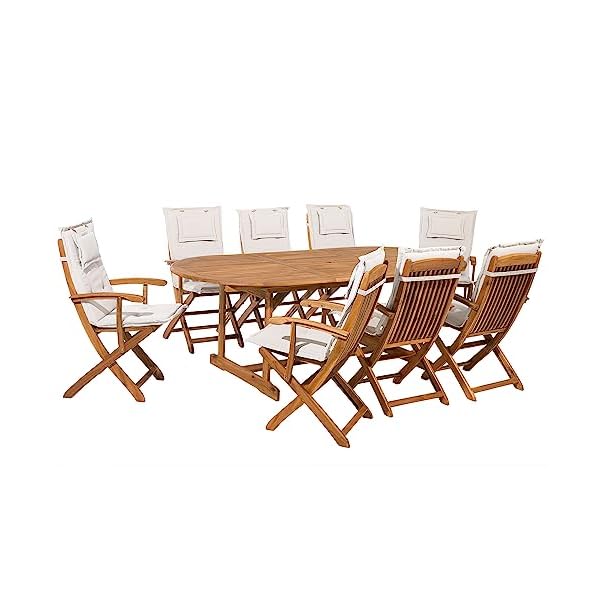 Gartenset Maui Akazienholz 8 Personen Cremeweiß