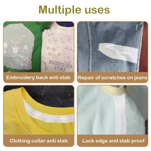 Image of Seneme Soft & Cozy Embroidery Stitch Cover 12 inch x 12 Yd Fusible Stabilizer for Machine Embroidery Covering Scratchy Stitches (White Light Weight)