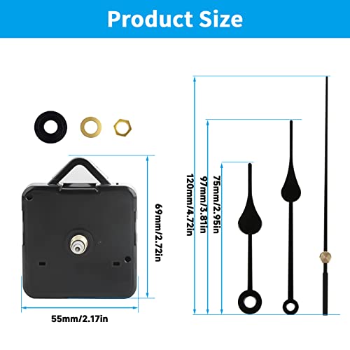Silent Quartz Clock Mechanism Movement Kits, Replacement Long & Short ...