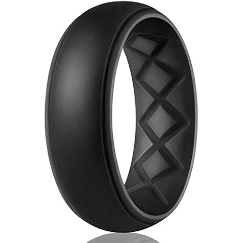 Egnaro Silicone Rings Mens with Dual Colors, 7 Rings / 4 Rings / 1 Ring - Step Edge Mens' Rubber Wedding Bands, 8.5mm Width - 2.5mm Thickness Cover