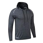 Muscle Alive Men's Bodybuilding Long-Sleeve Hoodie Running Sweatshirts Dry Fit Performance Stretchy Polyester and Spandex Color Dark Grey Size M
