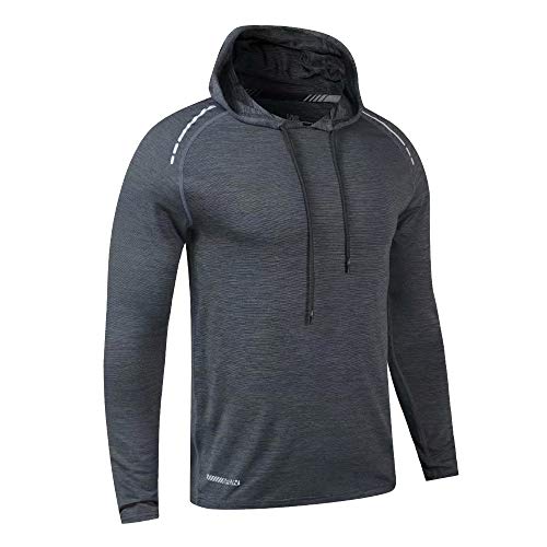 Muscle Alive Herren Lange Ärmel Kapuzenpullover Dehnbar Leicht Men...