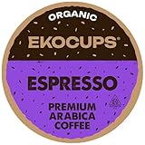 EKOCUPS Artisan Organic Espresso Dark Roast Coffee in Recyclable Single Serve Cups for Keurig K-Cup Brewers, 40 Count