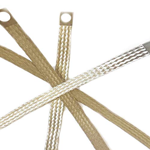 Nansh Automotive Engine Grounding Braided Flat Tinned Copper Straps 1/2" Width (12" Length 1Pc) #TOP1