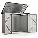 COSTWAY Mülltonnenbox für 2 Mülltonnen, Müllbox aus verzinktem Metall, Müllhaus mit 2 Türen & Klappdeckel, Mülltonnenschuppen abschließbar wetterfest, Gartenbox Garten 172 x 95,5 x 130 cm (Braun)