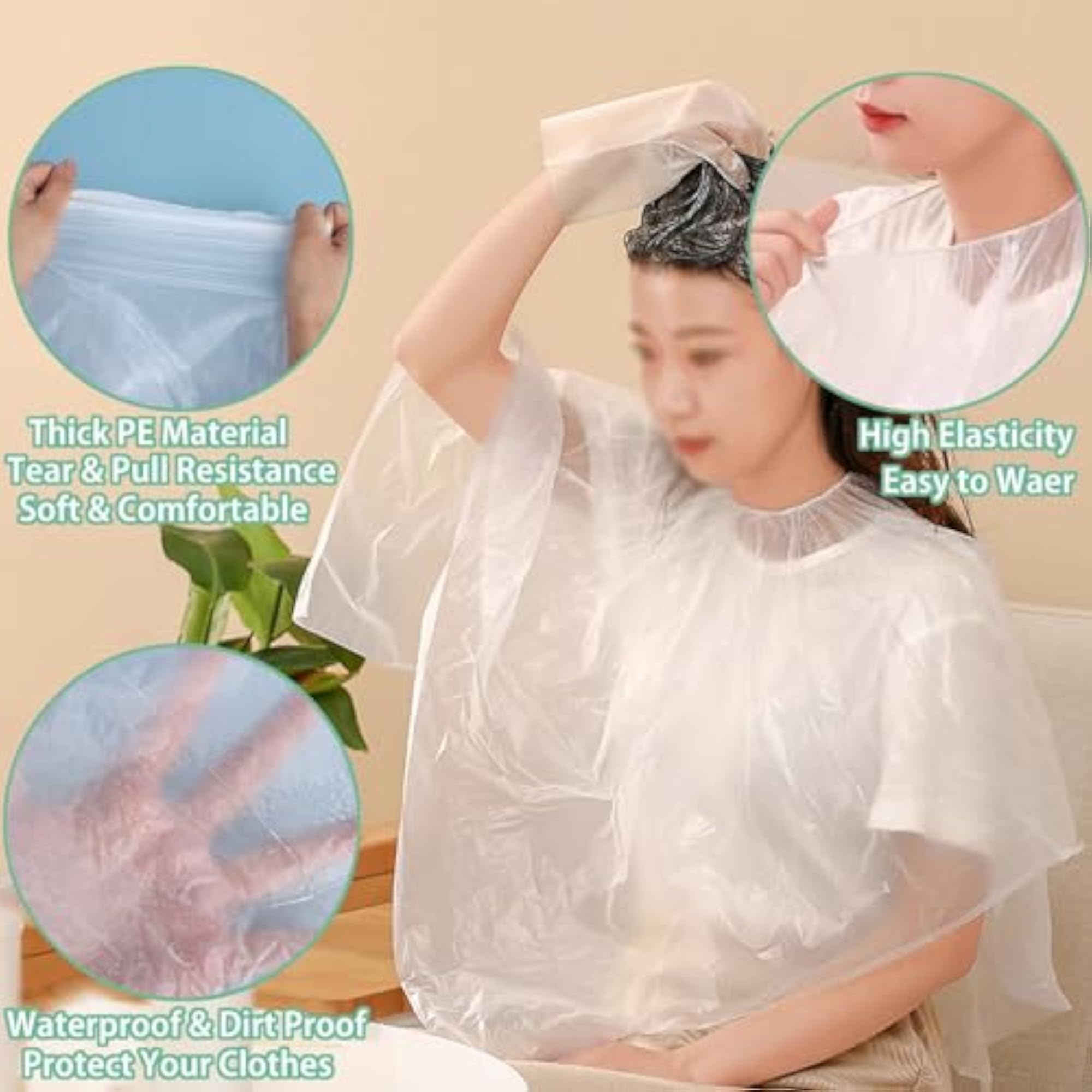 50 Pack Disposable Hair Dye Cape, Waterproof Salon Cape