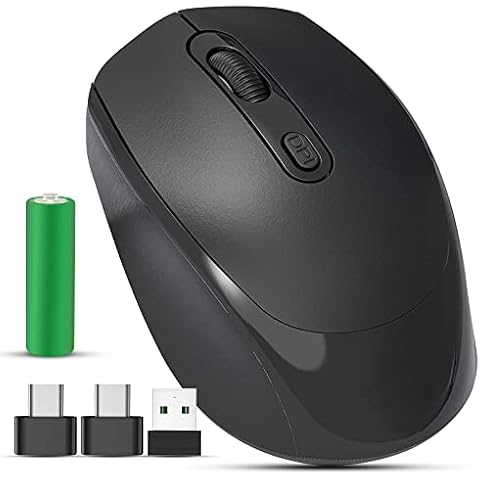 Wireless Mouse for Laptop With 2 USB a to USB C Adapter, 2.4GHZ Computer Mouse Wireless, Laptop Mouse Computer Accessories, USB Mouse With 4 Buttons-Laptop Mouse Wireless PC Mouse 800 to 2400 Dpi Mice Cover