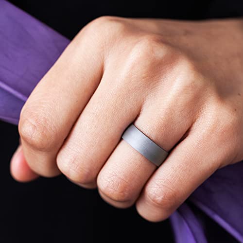 Thunderfit Silicone Rings For Men And Women, 6Mm Wide - 1.5Mm Thick (Black, Bronze-Women, Gold, Pink Metallic, White Pearl, Silver, Bright Silver - Size 7.5-8 (18.20Mm)) #TOP4