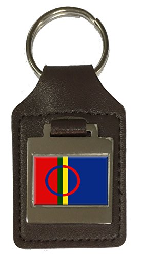 Porte-clés drapeau Sami en cuir véritable gravé pour clés de maison et voiture