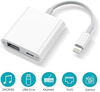 HENKUR USB Camera Adapter with Charging Port, USB OTG Cable Compatible with iPhone