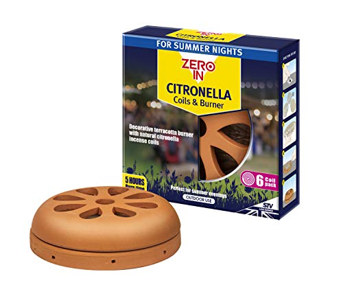 De Buzz Citronella brander en 6 Coil Pack (Discreet en decoratieve Terracotta brander, elke spoel brandt voor meer dan 5 uur)