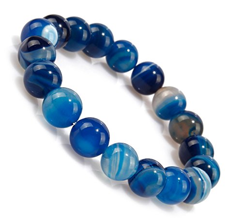Antiquity Sian Art 3/8'' Agate Multicoloured Bead Stretch Enthralling Jewelry Bracelet Bangle (Azure) 7