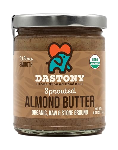 Dastony Organic Raw Sprouted Almond Butter, 8 oz | Only One Ingredient | Vegan, Paleo and Keto Friendly, Non GMO, Gluten-free - Pack of 1