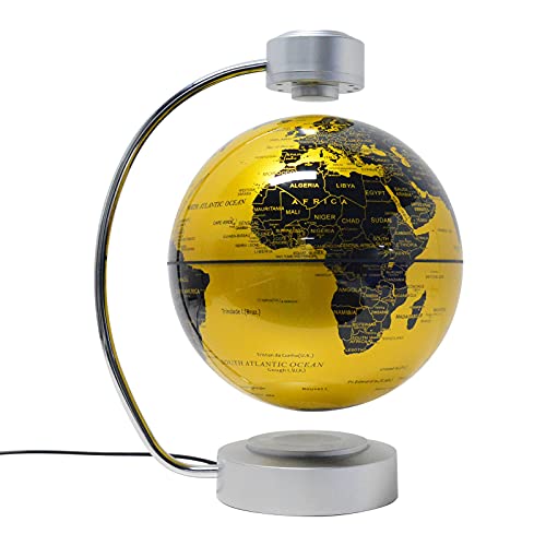 8'' Magnetic Levitation Floating World Map Globe with Metal C Shape Base, 3D Rotation with Led Magnetic Levitation Globe for Learning and Education, Home Desk Decoration, Creative Gift Decoration