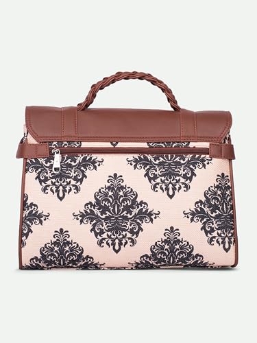 Image of ZOUK Heritage Satchel Bag - Gwalior Weaves | Jute | Vegan Leather Handcrafted With Detachable Sling Strap