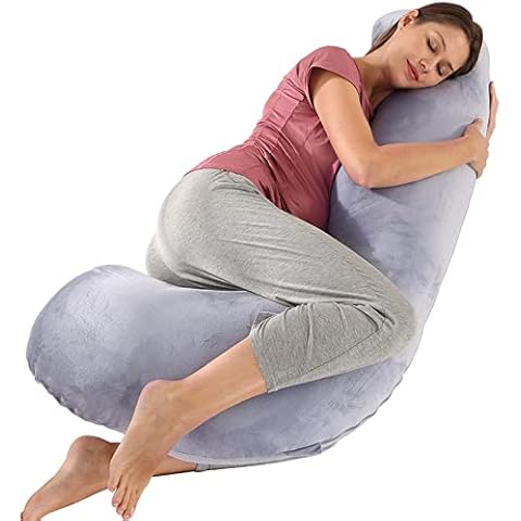 BATTOP Pregnancy Pillows for Sleeping,Pregnancy Must Haves Maternity Body Pillow with Cooling Washable Cover,New Mom Gifts for Women,Support for Back,HIPS,Legs,Belly for Pregnant Women(Dark Grey) Cover