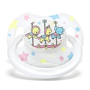 LittleForBig Bigshield Generatie-II Volwassenen Maat Fopspeen Wit Kleine Circus Carrousel Patroon