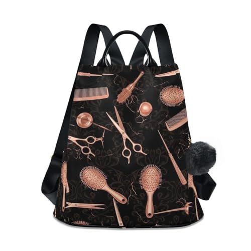 Poche arrière zippée sur ce sac à dos antivol noir femme avec peigne or rose