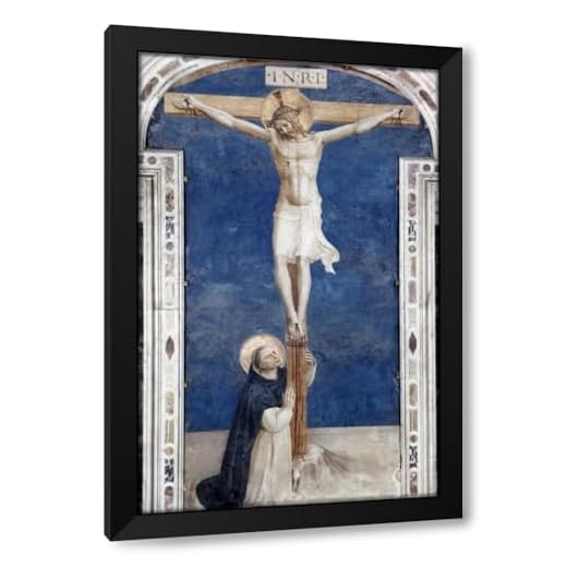 Angelico, Fra 17x24 Black Modern Framed Art Print Titled Crucifixcion with Saint Dominick
