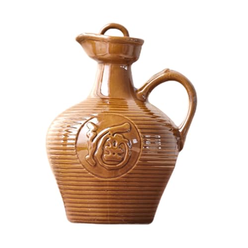 Veemoon Brocca per Vino in Ceramica Manico Bollitore Portatile da 500 Ml per Uso Domestico Contenitore Multifunzione Rilievo Decorativo Accessorio per la Casa