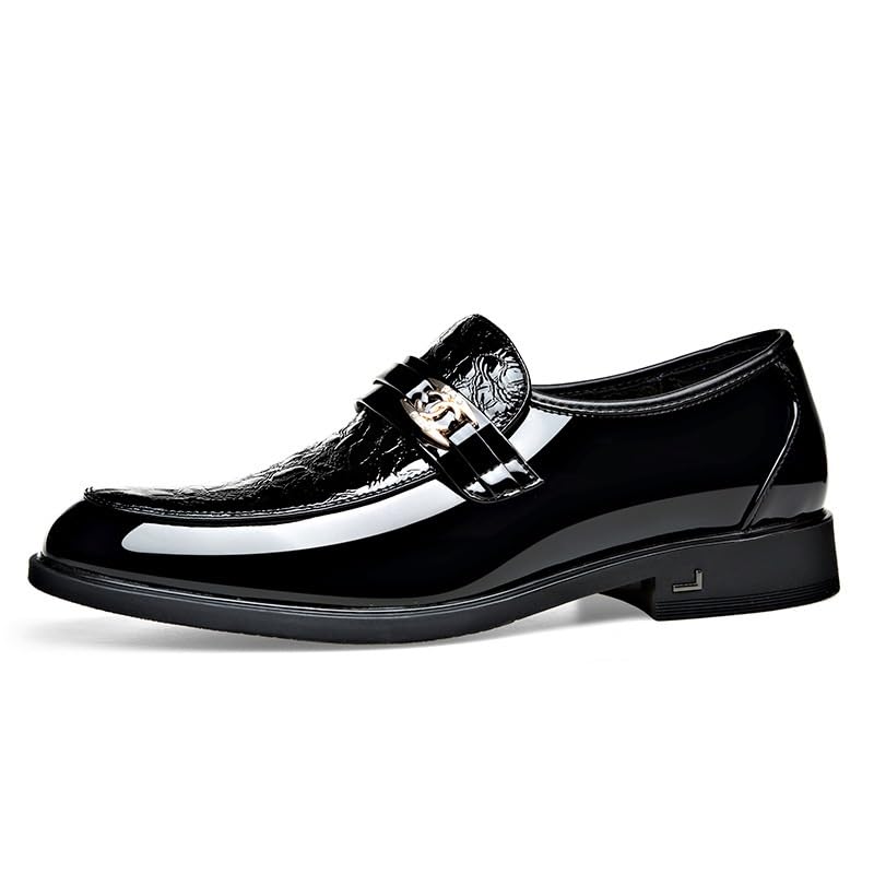 Men's Shiny Patent Leather Dress Shoes Classic Slip On Formal Business Pointed Toe Derbys Shoes for Men