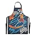AQQA Delantal de chef con esqueleto de surfista en el tablero, delantal ajustable de 88x68 cm para hombre, delantal de chef con gotas de agua para hombres y mujeres