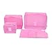 Mbangde 6 Set Waterproof Packing Cubes, Backpack Storage Bags, Travel Luggage Clothes Compression Organizer - 3 Travel Cubes + 3 Pouches - Pink