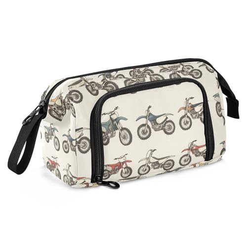 Image of Fisyme Vintage Dirt Bikes Pencil Case Large Capacity Pen Bags Box Big Makeup Pouch Organizer