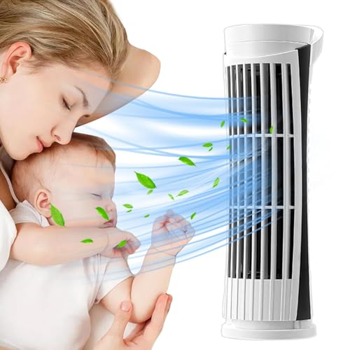 Ventilador pequeño torre - Ventilador torre con vibración, silencioso y eficiente de 25,4 cm | Configuración de velocidad ajustable Diseño ahorro de espacio, ideal para ventilador de refrigeración