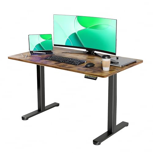 La mejor selección de Escritorio Armable - solo los mejores. 49 Raganet, Escritorio Eléctrico Ajustable 60 x 100 x 73 a 118 cm, Estilo Moderno y Ergonómico, Motor Silencioso y Superficie de Trabajo de Madera MDF (Marrón)