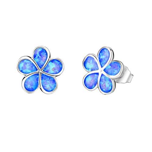 Preisvergleich Produktbild ACVIP Damen Synthetische Opal Ohrringe Blumen Ohrstecker Ohrschmuck Mädchen Zubehör(Blau)