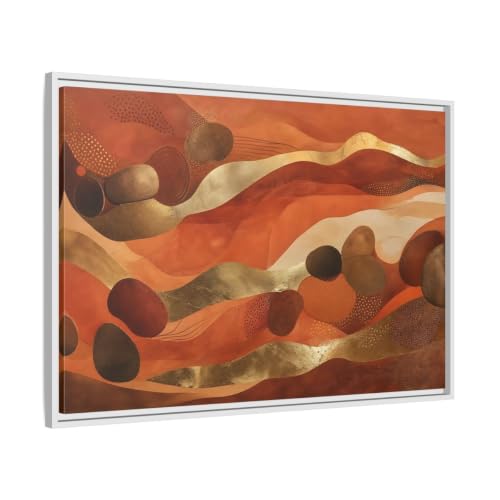 Tableau formes organiques terracotta et touches dorées pour intérieur apaisant