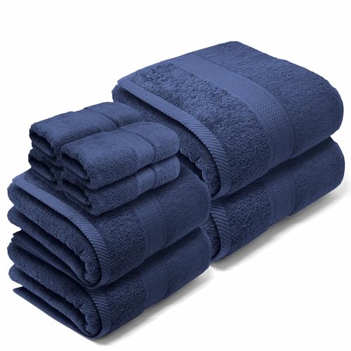 LEBENGOOD –Lot 8 Serviette de Bain 100% Coton Oeko-TEX® : 4 de Toilette, 2 de Main, 2 de Douche -...