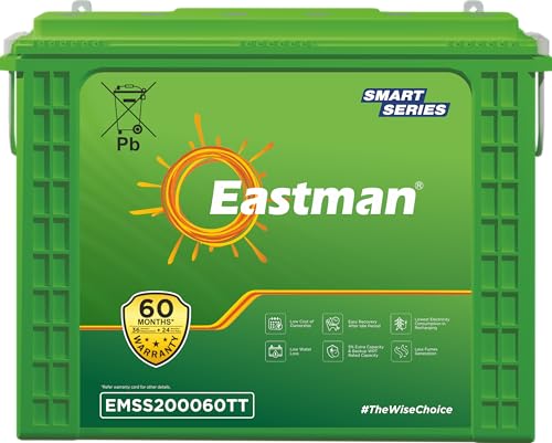 Image of EASTMAN ENERGY EMSS200060TT | Tall Tubular | 200 AH Inverter Battery |Warranty 60 (36+24) Months for Home & Office