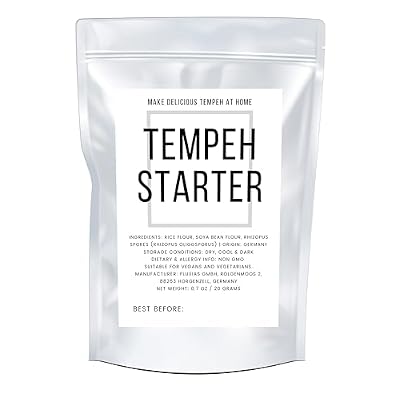Tempeh Starter Culture with Rhizopus Spores - Make Delicious Tempeh at Home, High Protein Rhizopus Tempeh (Rhizopus oligosporus) - Net Weight: 0.7oz. DIY Plant Based Meat. Gluten Free, Non-GMO.