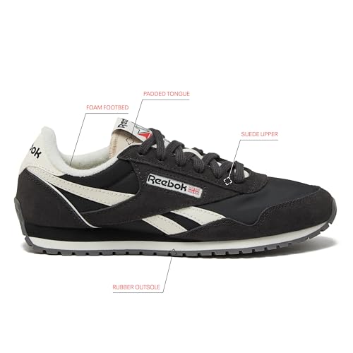 Reebok Women's Classic AZ Legacy Sneakers for Women, Casual Athletic Womens Shoes, Washed Black/Washed Black/Chalk, 8