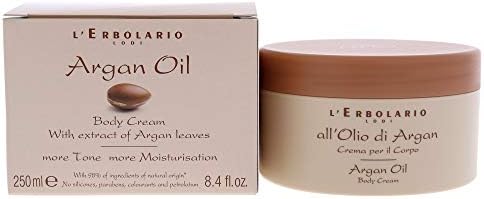 L'Erbolario Argan Oil Body Cream - Extract Of Argan Leaves - Nourishing And Compacting - Stay Extra Toned And Supple - Prevents Dryness, Chapping And Flaking - Boost The Glow Of Your Skin - 8.4 Oz