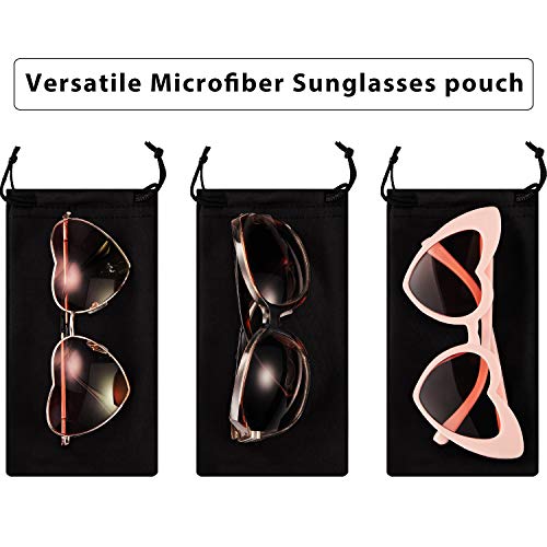 100 Pieces Microfiber Case Pouch Bag Glasses Sunglasses Case With 2 Pieces Cloth (Black) #TOP2