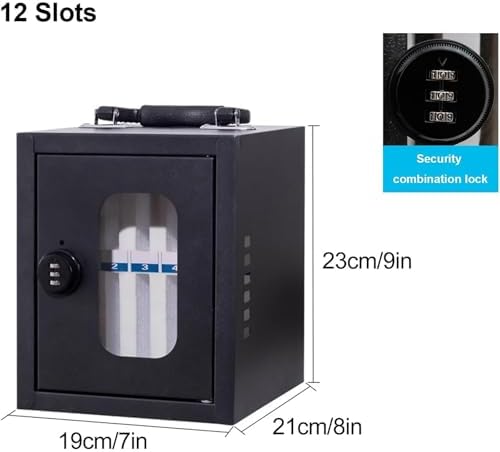 Wall-Mounted Cell Phone Storage Box, Durable Cold-Rolled Steel Safe for Factories, Classrooms & Offices - Secure Organizer (34x21x25cm)