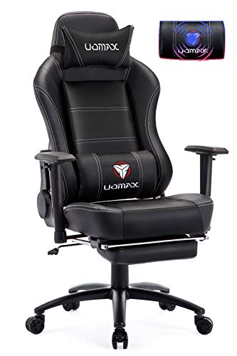 UOMAX Gaming Chair, Massage Gamer Chair with footrest, Reclining Racing Chair for Adults, Ergonomic Racing Computer Gaming Chair for Teens (Black)