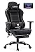 UOMAX Gaming Chair Big and Tall Ergonomic Rocking Desk Chair for Computer, Racing Style Office Chair Recliner with Footrest and Massage Lumbar Support, PU Leather E-Sports Game Seat for Gamer. (Black)